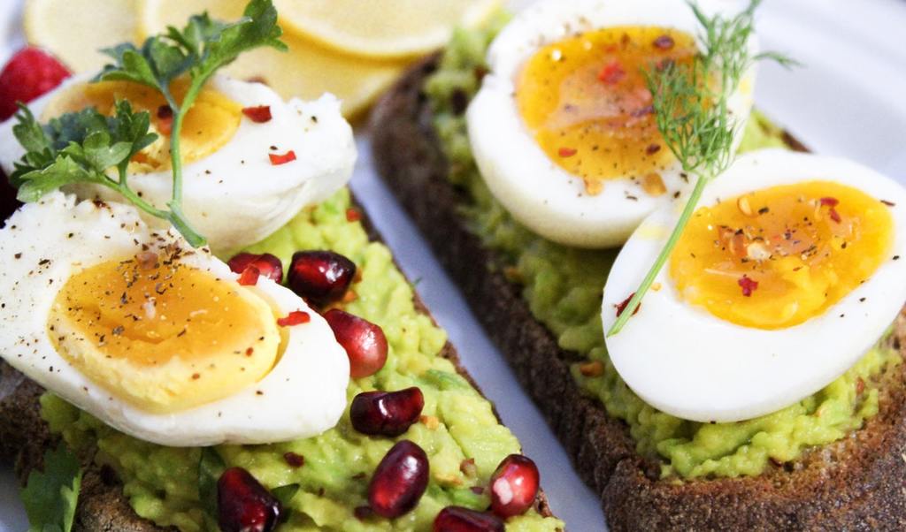 eggs, avocado on toast