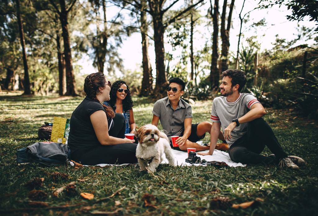 People relaxing in a park